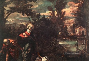イエス Painting - エジプトへのフライト イタリア・ルネッサンスのティントレット